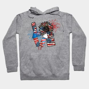 Peace Love America American Flag women Men kids 4th Of July Hoodie